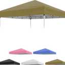 Garvee 10x10ft Canopy Replacement Top with Silver Coated, Waterproof & UV Protection Pop Up Canopy Tent Replacement Top Cover Waterproof for Outdoor Garden Patio Sun Shade(Top Only), Khaki