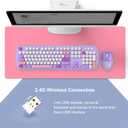2.4G Full-Size Wireless Keyboard and Mouse Combo, Multi-Color Typewriter Style Round Keycap, Cute Candy Colors, Compatible with Notebook, PC (Purple)