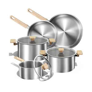 CAROTE 12 Pcs Stainless Steel Cookware Set, Stainless Steel Pots and Pans Set with Tempered Glass Lids, Induction Kitchen Cookware Sets with Stay-Cool Handles,Includes Stockpot, Silver