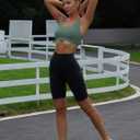 RUNNING GIRL High Impact Sports Bras for Women,Racerback Running Bra Workout Crop Tank Tops Longline Sports Bra Push up (Green, XL)