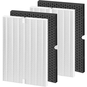Colorfullife 2 Sets 116130 Replacement Filter H for Winix 5500-2 AM80 Plasmawave Air Purifier, 2 True HEPA Filter and 2 Activated Carbon Filter Combo Pack, Replacement Part 116130