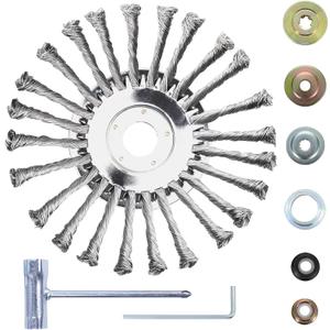 8 Inch Steel Wire Weed Eater Blades, Universal Weed Eater Attachments, Brush Cutter Trimmer Blade with Universal Adapter Kits, Unbreakable Wired Weed Eater Head Replacement for Removing Moss Weed Rust