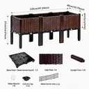 CloudDream 3Piece Brown Raised Garden Box Set, Ideal for Growing Vegetables, Herbs, Flowers & Succulents. with Built-in Drain outlets and,it Works Well Indoors and Outdoors, Suitable (Brown)