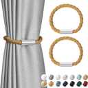 NICEEC 2 Pack Mini Magnetic Curtain Tiebacks Modern Simple Style Drape Tie Backs Elegant Decorative Weave Rope Curtain Holdbacks for Home & Office Thin Window Draperies (Bronze)