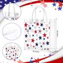 Kosiz 24 Pcs Patriotic Gift Bags Patriotic Party Favors Red White Blue American Star Clear PVC Gift Bags, Memorial Day Independence Day 4th of July with Handle for USA Party Supplies