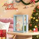SZQINJI Shadow Box Frame 8x10 Shadow Box Small Deep Shadow Boxes Display Cases with Front Opening Vintage Lock Diamond Shape Door for Pet Memorial Keepsakes Wedding Flower Baby Graduation Blue
