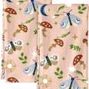 Flour Sack Kitchen Towels - Set of 2 Cotton Dish Towels with Hanging Loop Decorative 16x26 Inch Absorbent Cute Design for Housewarming Gifts, Shroom Butterfly