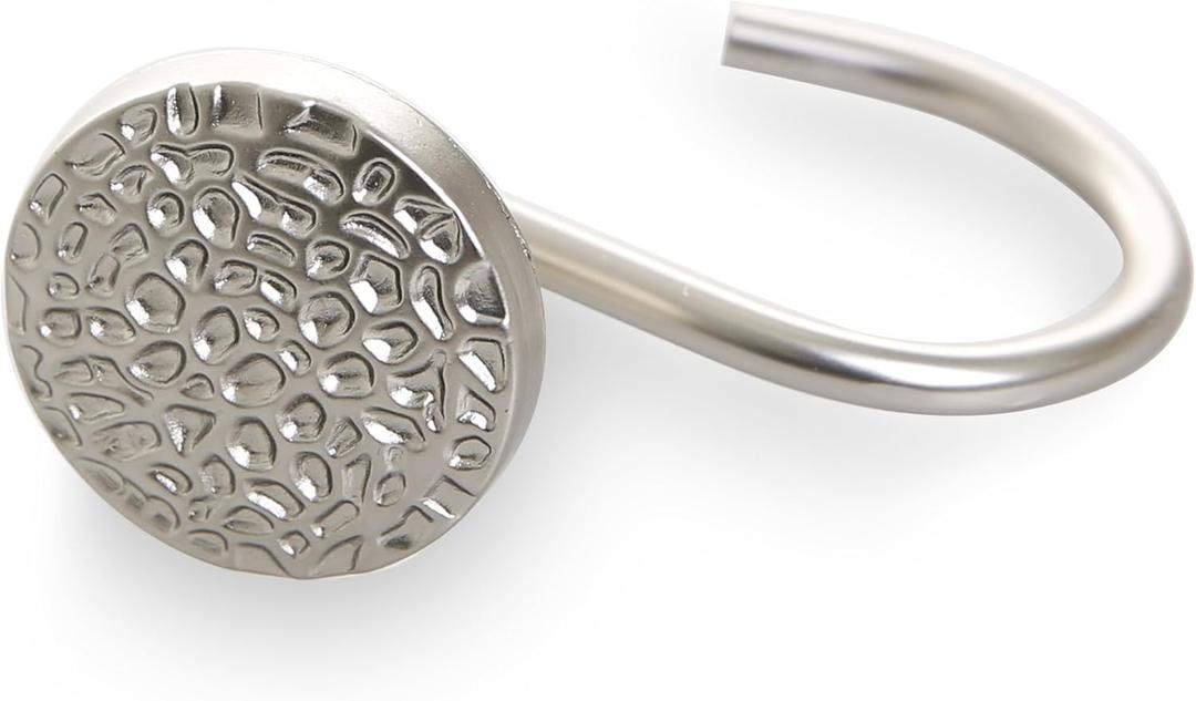 BINO Brushed Nickel Shower Curtain Hooks and Rings - Set of 12