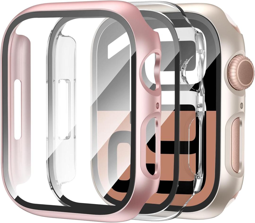 3-Pack Case for Apple Watch Series 10 42mm with Tempered Glass Screen Protector, Ultra-Thin Scratch Resistant Full Protective Hard Bumper Cover for iWatch 42mm Accessories
