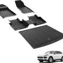 3W Floor mats &Cargo Liner for Porsche Cayenne 2019-2024 2025, TPE All Weather Custom Fit Floor Liner for Porsche Cayenne Full Set Car Mats, Black