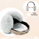 FSTEOE Women Winter Ear Muffs Foldable Girl Ear Warmer Fashion Furry Earmuff Soft Ear Cover Cold Weather