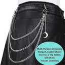 3 x TFORESTER Gothic Wallet Chain for Men & Women - Heavy-Duty Punk Pant Chain with Lobster Clasps, Rivets, Key Clip for Biker, Rock, Hip-Hop, Jeans, Gothic Accessories-Mode 3
