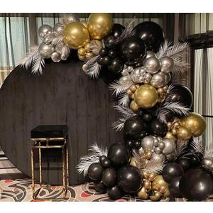 116pcs Black Gold Silver Chrome Balloon Garland Arch Kit for Gatsby Roaring 20s Birthday, New Year, Bachelorette, Graduation, Retirement Party Decorations