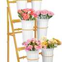 Flower Display Stand With 6 Buckets,Flower Bar with Wheels,Flower Cart Display Stand for Florist Garden Wedding Home Decor (Gold)