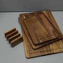 Acacia Wood Cutting Board，Solid Wood Cutting Board for Kitchen with Holder with Deep Juice Grooves & Built-in Handles, Durable Wooden Chopping Board Set of 3 for Meat, Vegetables and Fruits