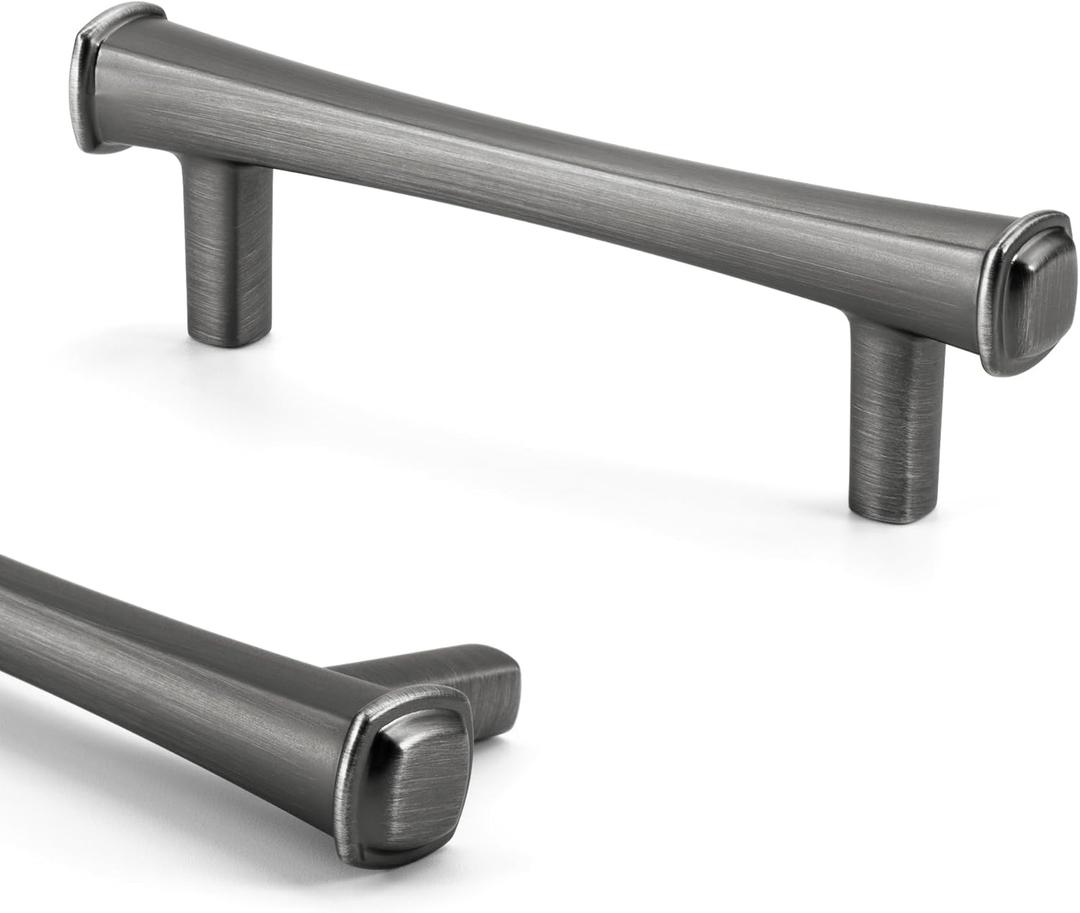 HESTIA HARDWARE 10 Pack Cabinet Handles 3 Inch, Simply Modern Cabinet Hardware and Antique Silver Cabinet Pulls | Kitchen Drawer Pulls and Knobs, Pewter Dresser Pulls (Z21.3in.10.B) (3" Hole Center(76mm))