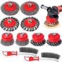 8 Pack Wire Wheel Brush for Angle Grinder & 2pcs Wire Scratch Brushes Set Wheel & Cup Brush for 4-1/2" Grinder 5/8"-11 Threaded Arbor Wheel & Scratch Brushes for Rust Removal, Polishing
