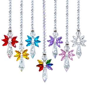 7pcs Rainbow Guardian Angel for Mom Crystal Suncatcher for Home/Car Decoration & Porch Decor & Hangings Crystal Glass Ornament