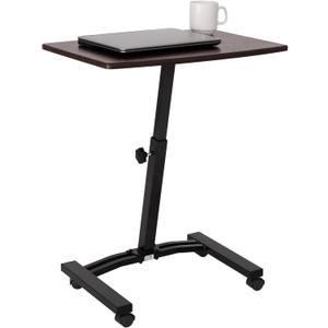 Seville Classics WEB162 Mobile Laptop Computer Desk Cart Height-Adjustable from 20.5" to 33", Slim, Walnut