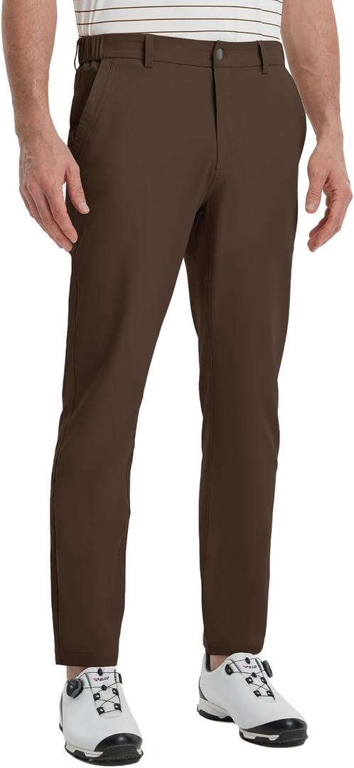 M MAELREG Golf Pants Men Lightweight with 5 Pockets, Stretch Water-Resistant Casual Flat Front Mens Dress Pants (Dark Brown), Size: 34W x 32L
