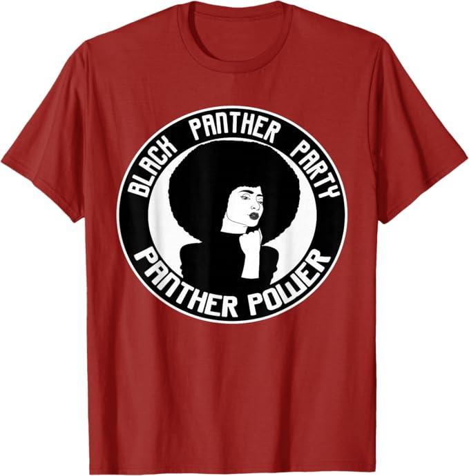 Black History Panther Party Logo Afro Hair T-Shirt S
