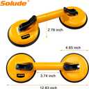 2 Pack Glass Suction Cup,Aluminium Heavy Duty Vacuum Lifter for Moving Glass/Window/Tiles/Mirror/Granite,Double Gripper Sucker Plate,Yellow