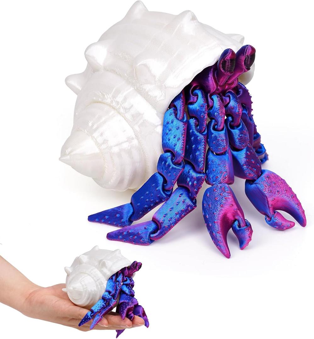3D Printed Hermit Crab Fidget,3D Printed Dynamic Animals Toy,Full Articulated Flexible Crystal Hermit Crab Fidget Toys,Adults Fidget Toys for Autism ADHD,Home Office Decor (Blue Purple)