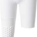 DEVOROPA Youth Boys' Compression Pants with Knee Pads 3/4 Basketball Athletic Tights Quick Dry Sports Workout Leggings (Small, White(right Long))