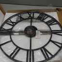 LEIKE 16" Large Wall Clocks Battery Operated, Round Modern Silent Non-Ticking Black Metal Wall Clock for Living Room Decor, Bedroom Kitchen (40cm Diameter, Black Roman Number)