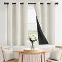 SimpleHome 100% Blackout Curtains for Bedroom,Thermal Insulated Cream Grommet Window Drapes Room Darkening Curtains for Living Room with Black Back,42 x 36 Inch,2 Panels