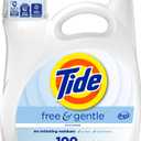 Tide Free & Gentle Liquid Laundry Detergent, 100 Loads, 132 fl oz, Tide Laundry Detergent, Clean Laundry Detergent (Packaging May Vary)