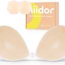 Niidor Adhesive Bra Strapless Ultra Sticky Invisible Push up Silicone Bra Multiple Colors Sizes Reusable for Backless Dress