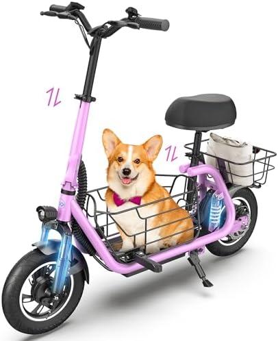 Urbanmax New Electric Scooter for Adults with Seat C1Pro, 18.6MPH & 25 Miles Range, 12" Pneumatic Tires, Dual Shock Absorbers, Dual Brakes, Removable Basket, UL2272 Certified – Pink
