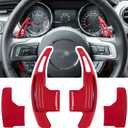 Steering Wheel Shift Paddle Extended Shifter Trim Cover for Ford Mustang 2015 2016 2017 2018 2019 2020 2021 2022 2023 Interior Decoration Accessories Aluminum Alloy (Red 2PCS)