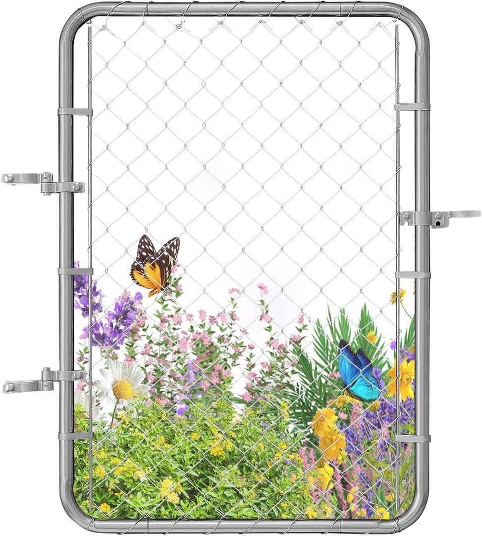 VEVOR Chain Link Fence Gate, 32 x 46 in, Adjustable Chain Link Fence Panel, Fit 2-4 ft (W) x 4 ft (H) Garden Fence Gate Opening, Rust-Resistant Galvanized Fencing Gate for Farm Posts Not Included
