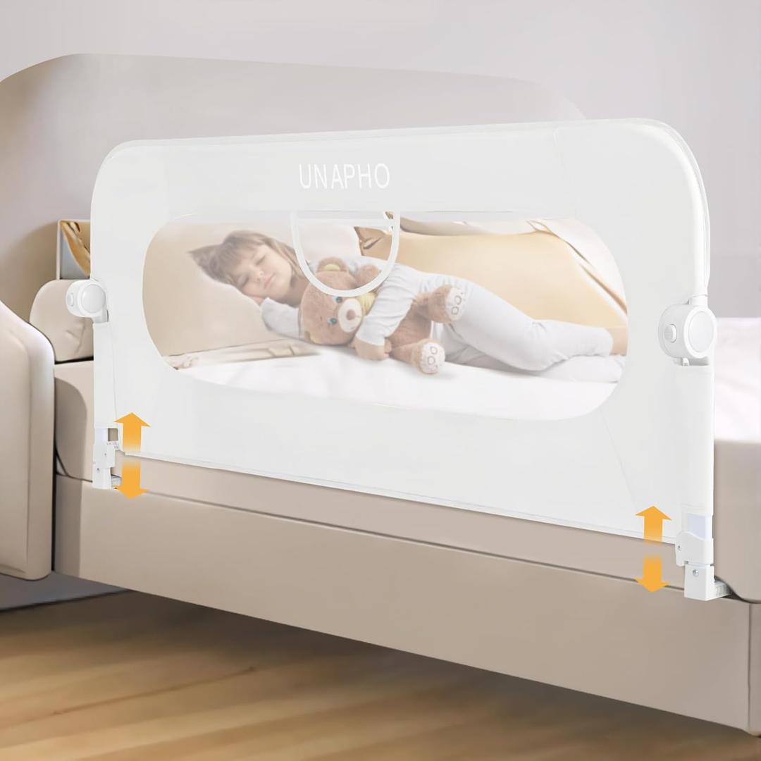 59 Inch Bed Rail for Toddlers,Swing Down Kids Bed Rails Guard for Twin,Full,Queen,Bunk Size Bed,Extra Tall Child Bed Rail Guard with Reinforced Anchor Safety System,59" L x 29.5" H,White