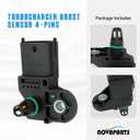 NOVAPARTS 55576223 Turbocharger Boost Sensor 4-Pins for 2011 2012 Chevy Cruze Eco, LT, LTZ 1.4L L4 Gas 0261230298 AS431