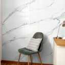 22pcs Thick Marble Peel and Stick Waterproof Wall Panels,Heat-Resistant Backsplash Tile, 23.6"x11.8" PVC Foam Wall Sticker for Kitchen,Living Rooms,TV Walls,White Gray (Not Real Tile 42.6Sq. Ft.), 23.6" x 11.8" x 4MM x 22Pack