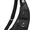 NICGID Sling Bag Chest Shoulder Backpack Crossbody Bags Casual Daypack for Men Women (Black-014)