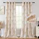 H.VERSAILTEX Boho Floral Linen Curtains 84 inch Length 2 Panels Set, Privacy Semi Sheer Light Filtering Curtains, Grommet Farmhouse Vintage Curtain, Print Pattern Drapes for Living Room, Terracotta