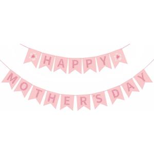 Happy Mother's Day Decorations Banner, Mothers Day Decor Sign Banner for Mom Party, Fireplace, Mantle, Wall Decor, Reusable Farmhouse Photo Prop Pink