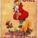 Joyline Women Girls Gifts Rustic Christmas Sign Just A Girl Who Loved Christmas Funny Tin Sign for Home Farmhouse Kicthen Bedroom She Shed Decor 8 x 12 inches (3241)