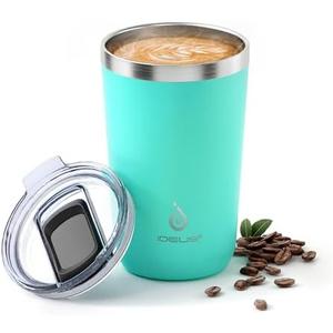 Ideus 20 oz Tumbler, Travel Coffee Mug with Splash Proof Sliding Lid, Double Wall Stainless Steel Vacuum Insulated Coffee Mug for Home and Office, Keep Beverages Hot or Cold, Sky Blue