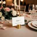 24 Pcs Gold Table Number Holders, Wooden Mini Cylinder Lightweight Place Card Holders for Table, Photo Picture Menu Name Card Sign Display, Table Number Stands for Wedding Birthday Party Banquet