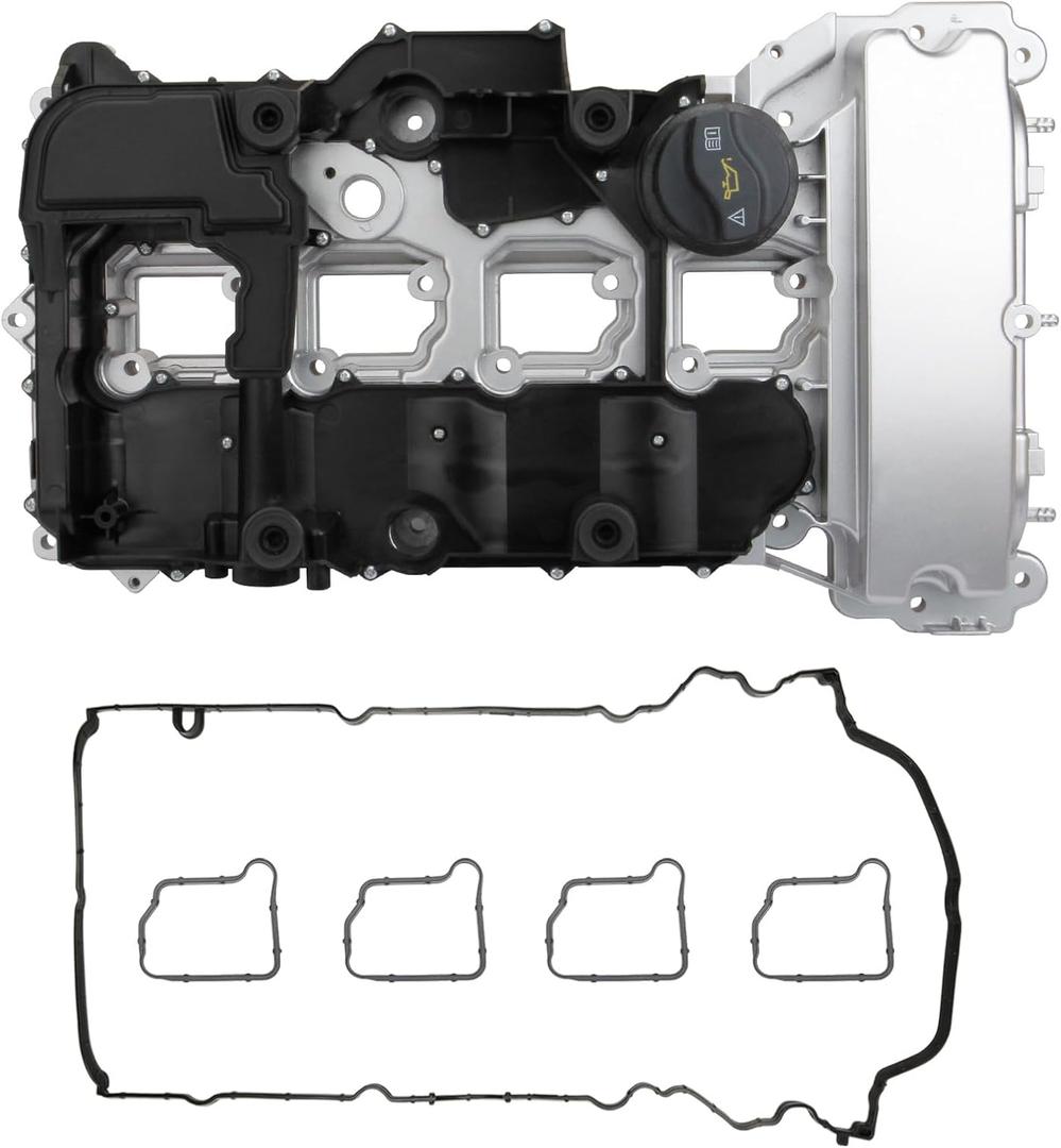 MITZONE Aluminum Engine Valve Cover Compatible with Mercedes Benz C180 C200 E200 E250 SLK200 C250 SLK250 2012-2016 1.8L Replace A2710101730