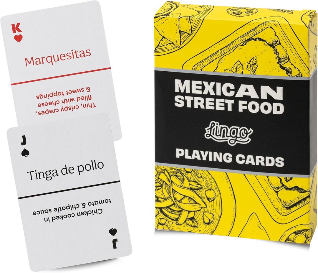 Lingo Mexican Street Food Playing Cards | Mexican Street Food Recipes & Tips Travel Flashcard Deck