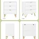White Dresser for Bedroom, Modern Fluted 3 Drawer Dresser with Storage, Dresser Chest of Drawers with Gold Handles for Bedroom, Living Room, Closet, Hallway, 15.8" D x 23.6" W x 27.6" H