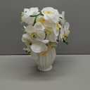 LESING Artificial Potted Orchid Flower for Table Centerpieces,Real Touch White Fake Orchid Flowers in Vase for Home Decoration (Style 3,White Vase)