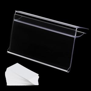 Glass Shelf Label Holders 50 pcs with Inserts Fits 1/4" to 3/8" Glass Shelving (8mm ( 50 pcs))