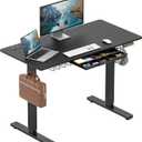 SHW 48-Inch Electric Height Adjustable Standing Desk with Drawer, Memory Preset and Cable Management Tray, Black